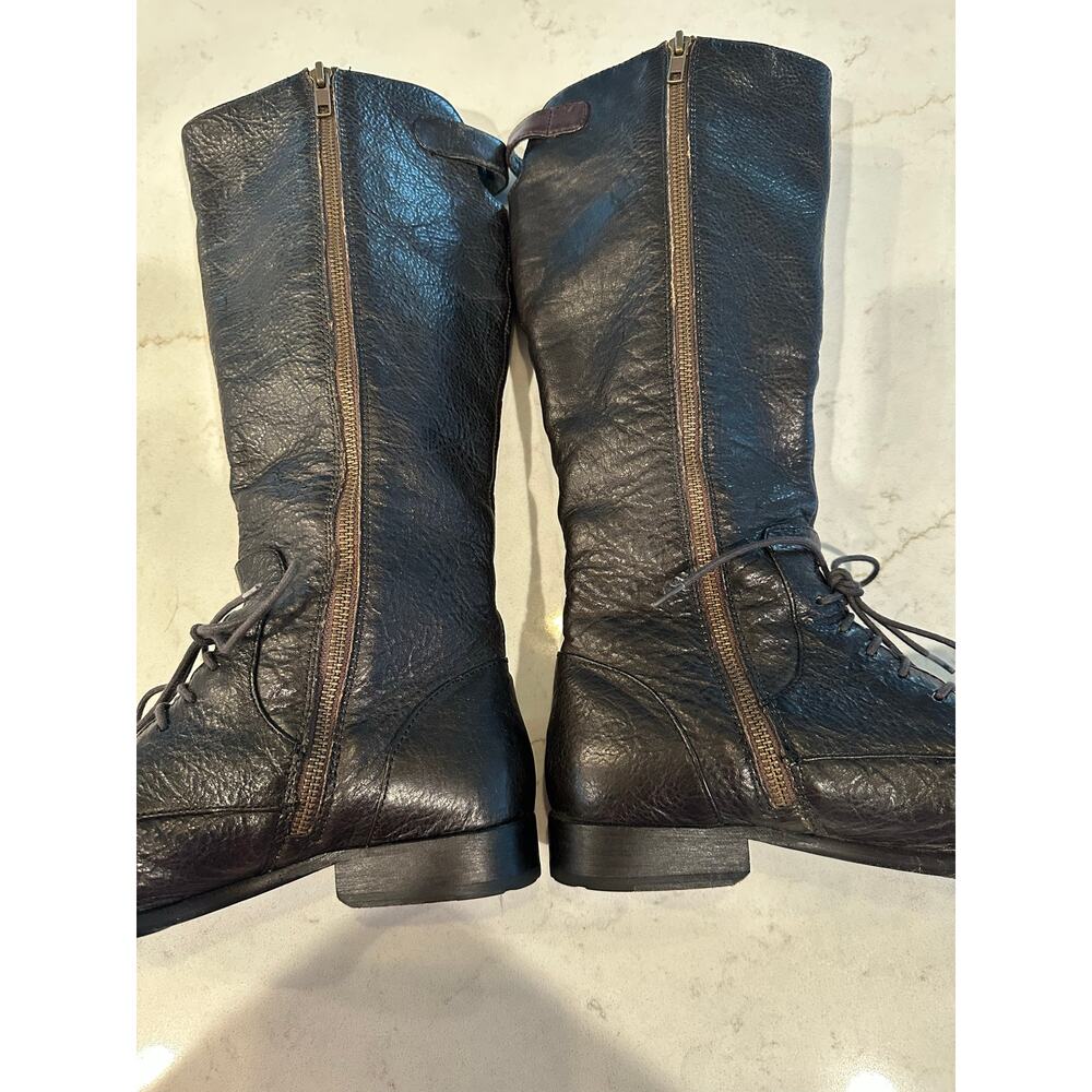 Women's Born Crown Gilmore Knee High Zip On Lace Tie Blackish Brown Leather 7.5 - Picture 3 of 16